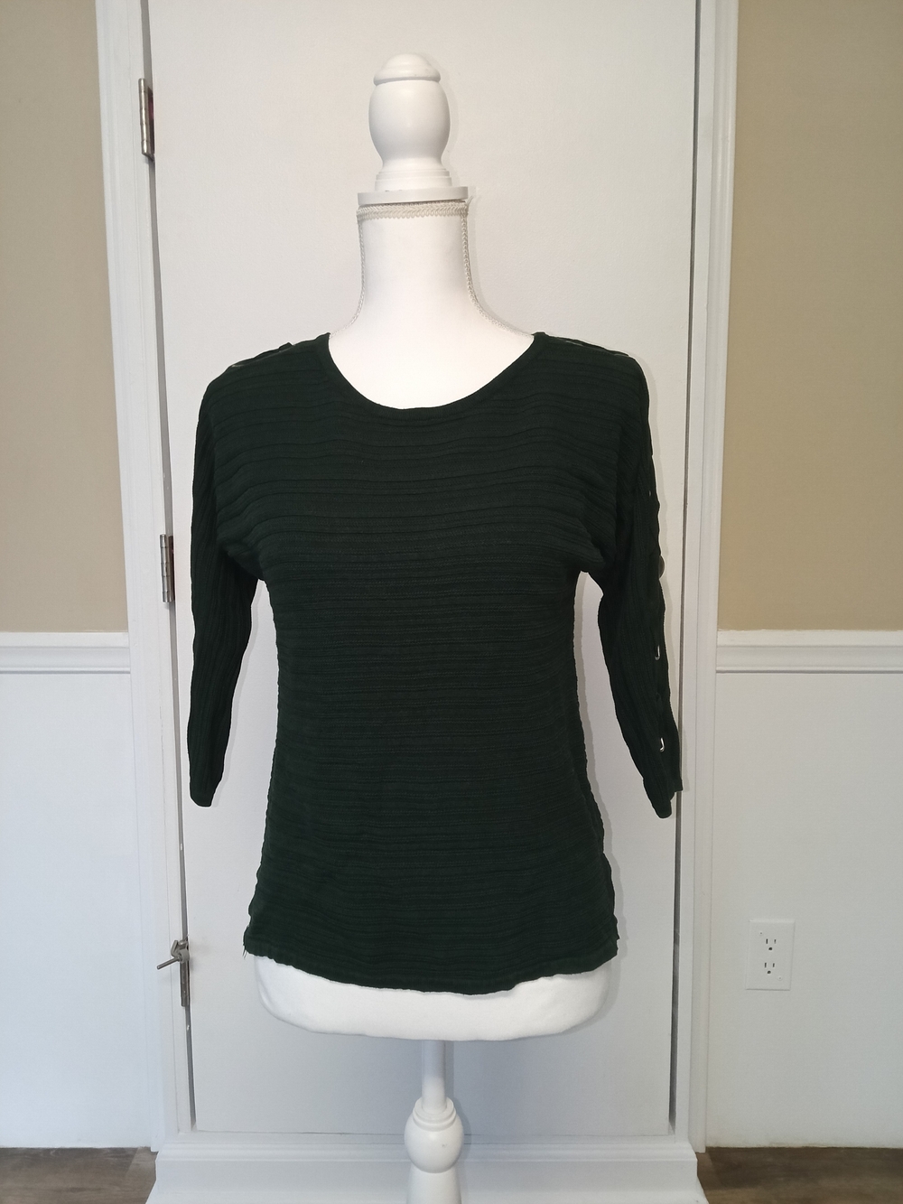 Lee Forest Green Ribbed Knit Top